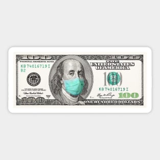 100 dollar bill with a mask Sticker